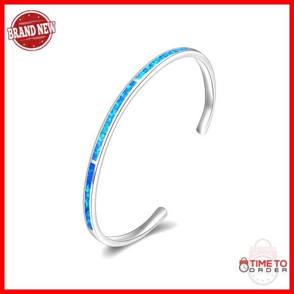 Sterling Silver Opal Cuff Bangle Adjustable Elegant Fine Jewelry Gift